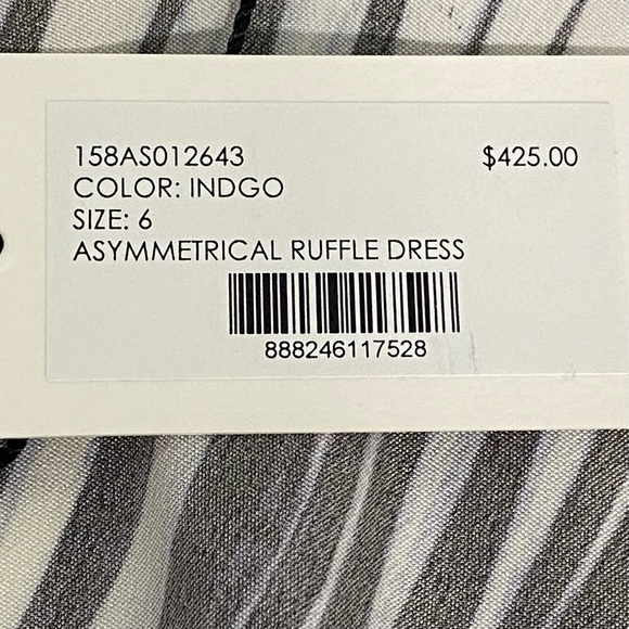 Milly Asymmetrical Ruffle Dress Striped Tye Dye 100% Silk size 6 - Picture 7 of 7